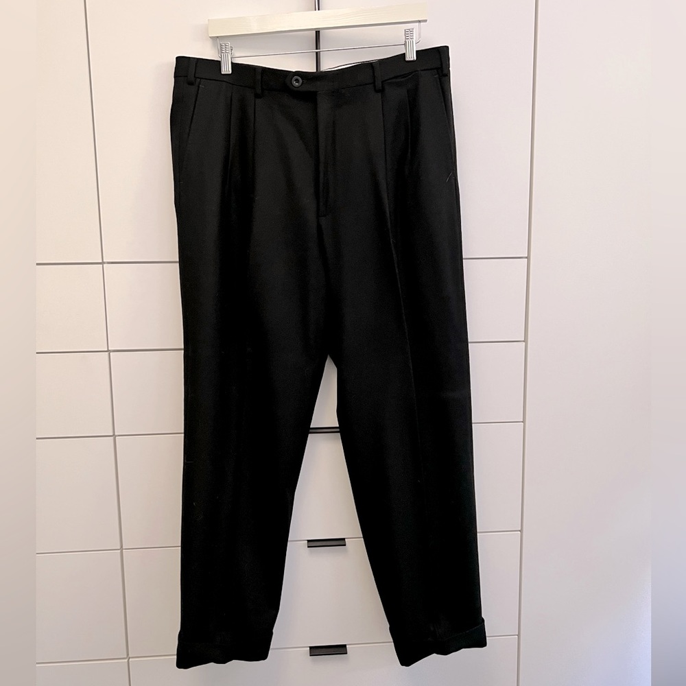 Men Trousers Pants Wool Black Size 54 Brioni Italian